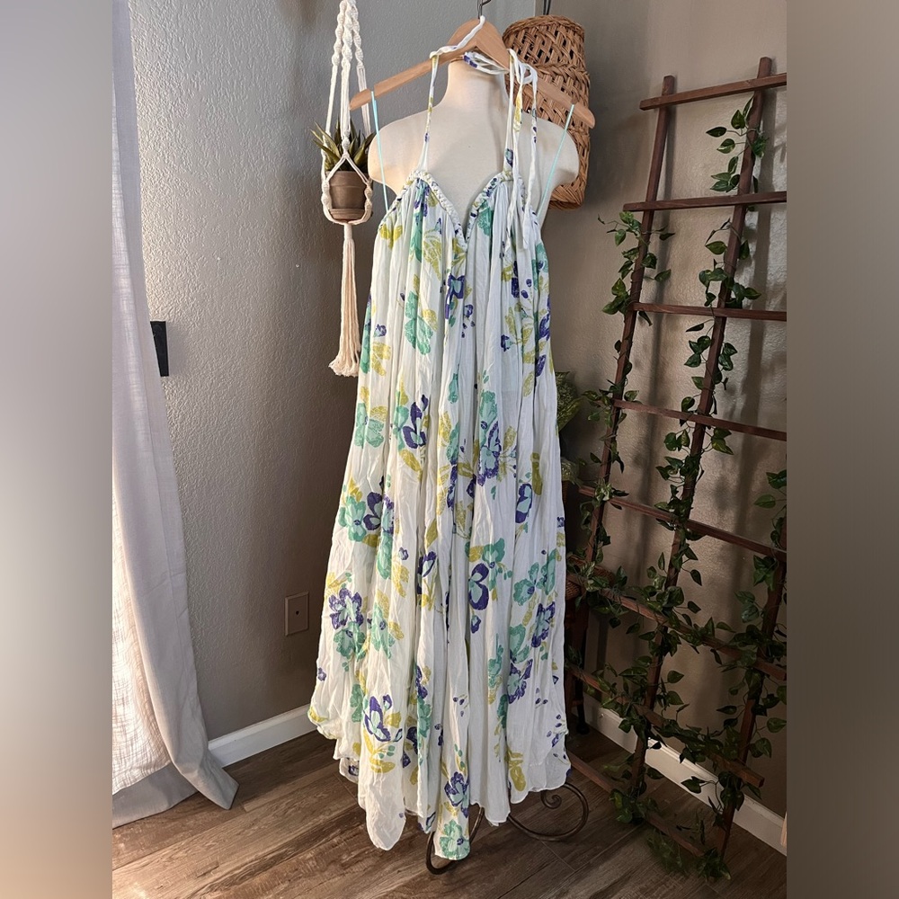 ▪️ Free People Flora Fabuloso Halter Tropical Braided Details Maxi Dress M - Picture 4 of 9